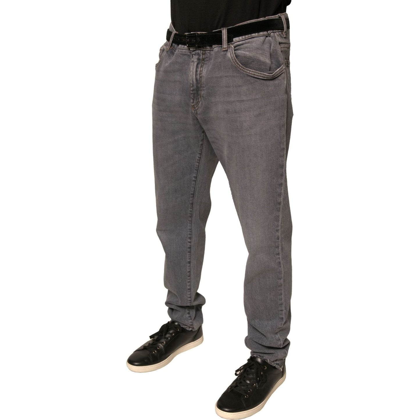 Dolce & Gabbana Gray Logo Cotton Stretch Skinny Denim Jeans PAN75714-58