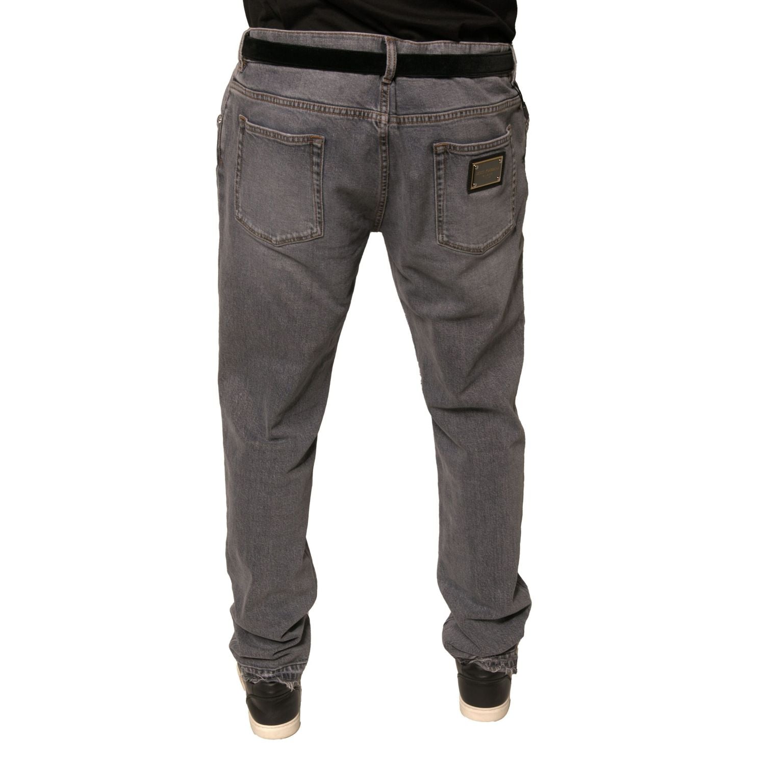 Dolce & Gabbana Gray Logo Cotton Stretch Skinny Denim Jeans