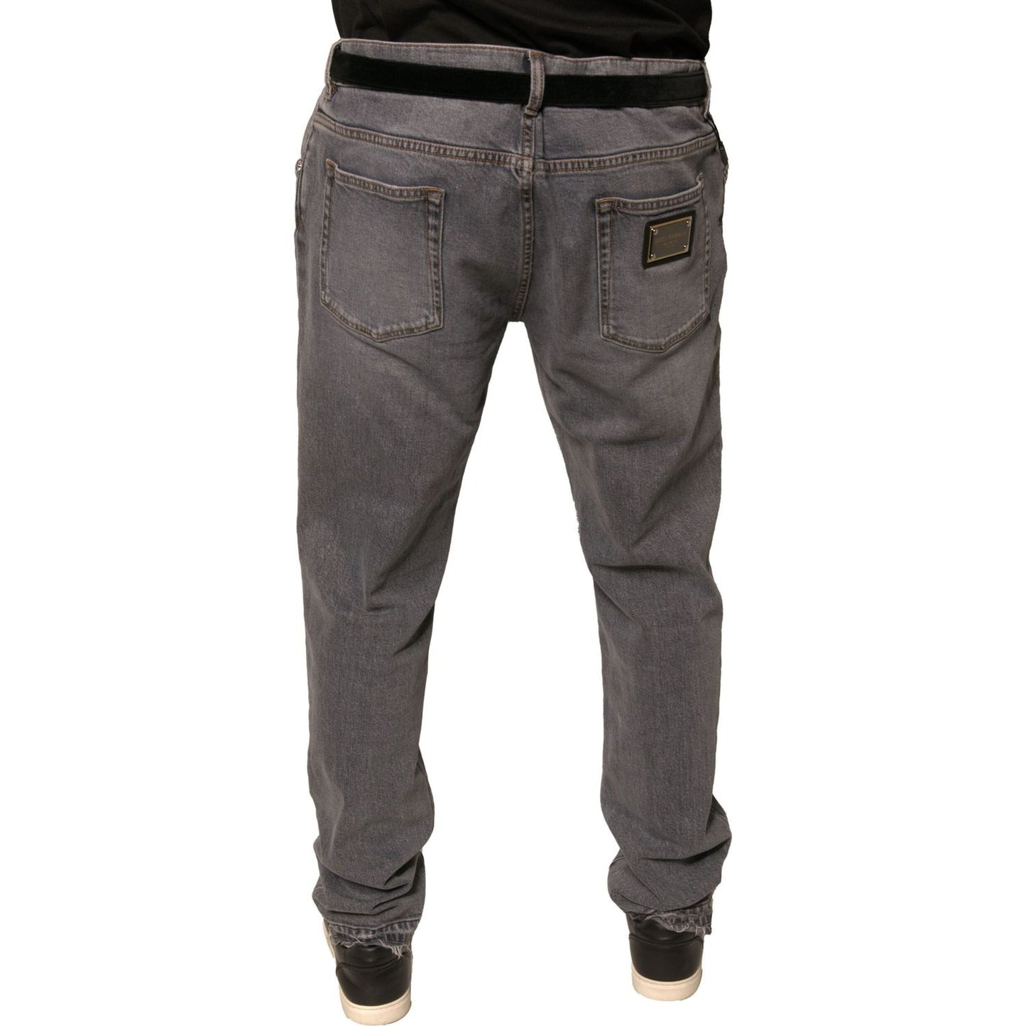 Dolce & Gabbana Gray Logo Cotton Stretch Skinny Denim Jeans PAN75714-58