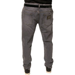 Dolce & Gabbana Gray Logo Cotton Stretch Skinny Denim Jeans PAN75714-58