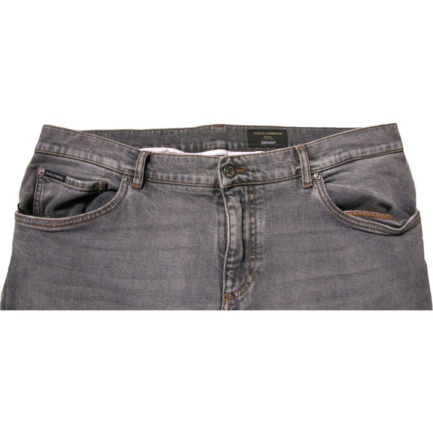 Dolce & Gabbana Gray Logo Cotton Stretch Skinny Denim Jeans PAN75714-58