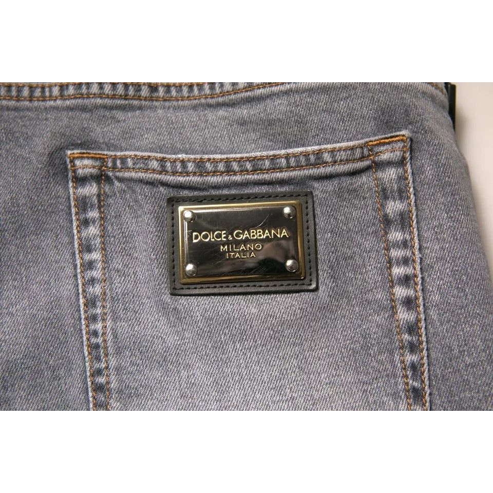 Dolce & Gabbana Gray Logo Cotton Stretch Skinny Denim Jeans PAN75714-58