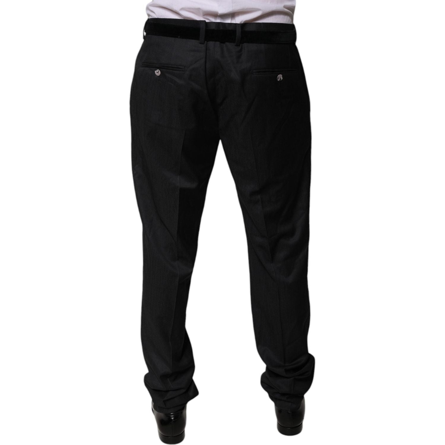 Dolce & Gabbana Black Wool Tapered Formal Dress Pants