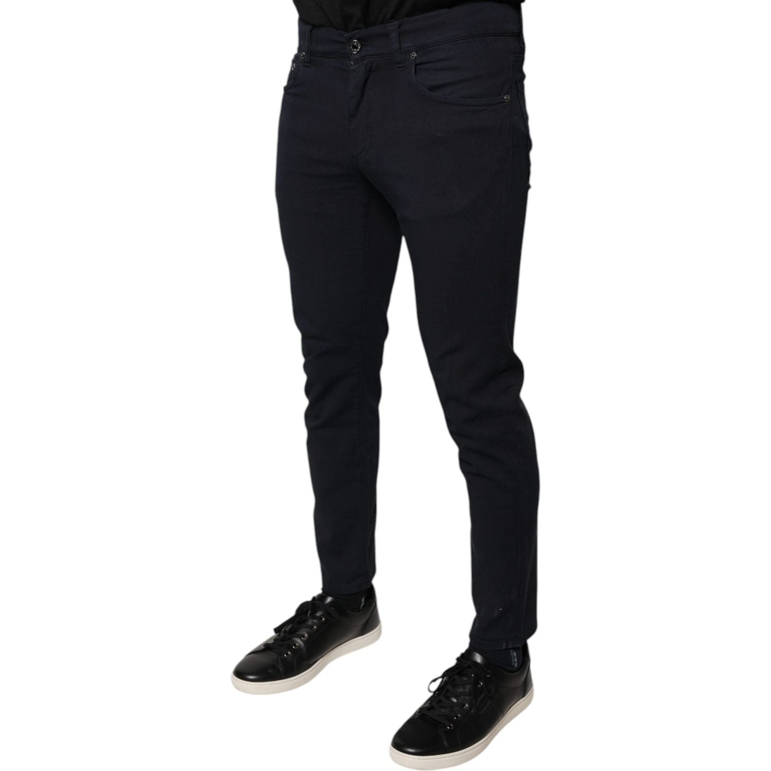 Dolce & Gabbana Black Logo Cotton Stretch Skinny Denim Jeans