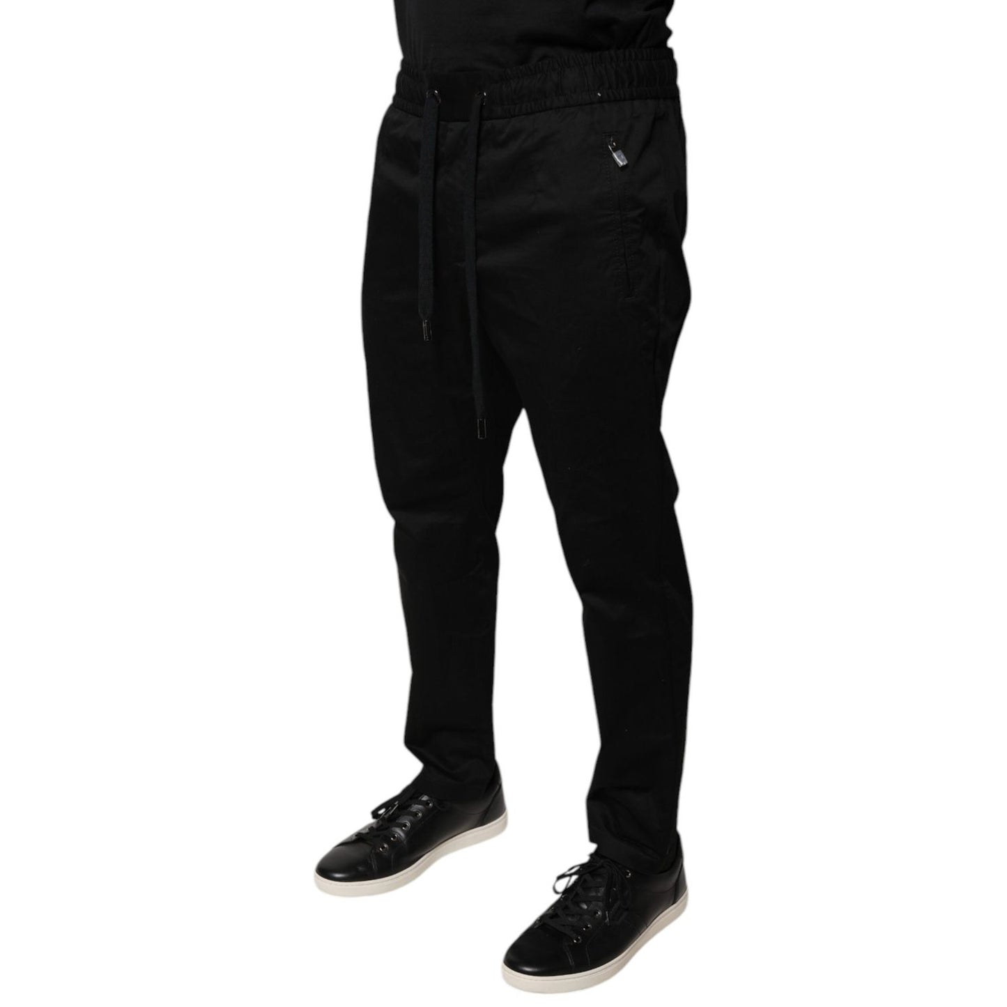 Dolce & Gabbana Black Cotton Stretch Skinny Sweatpants Pants