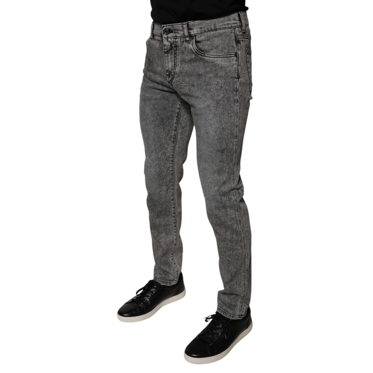 Dolce & Gabbana Gray Washed Cotton Skinny Denim Jeans