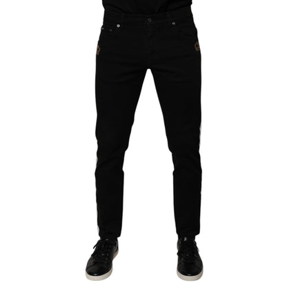Dolce & Gabbana Black Crown White Lining Skinny Denim Jeans