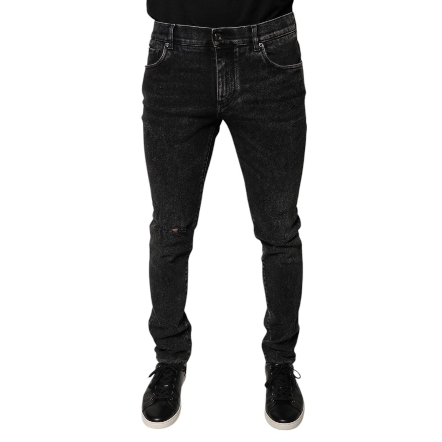 Dolce & Gabbana Black Cotton Stretch Skinny Men Denim Jeans