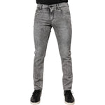 Dolce & Gabbana Gray Logo Plaque Cotton Slim Fit Denim Jeans PAN75929-46