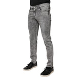 Dolce & Gabbana Gray Logo Plaque Cotton Slim Fit Denim Jeans PAN75929-46