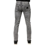 Dolce & Gabbana Gray Logo Plaque Cotton Slim Fit Denim Jeans PAN75929-46