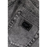 Dolce & Gabbana Gray Logo Plaque Cotton Slim Fit Denim Jeans PAN75929-46
