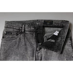 Dolce & Gabbana Gray Logo Plaque Cotton Slim Fit Denim Jeans PAN75929-46
