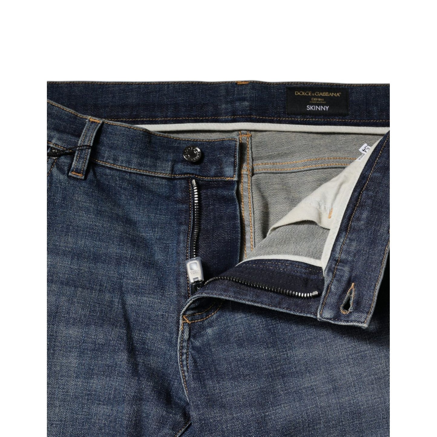 Dolce & Gabbana Blue Logo Plaque Cotton Skinny Denim Jeans