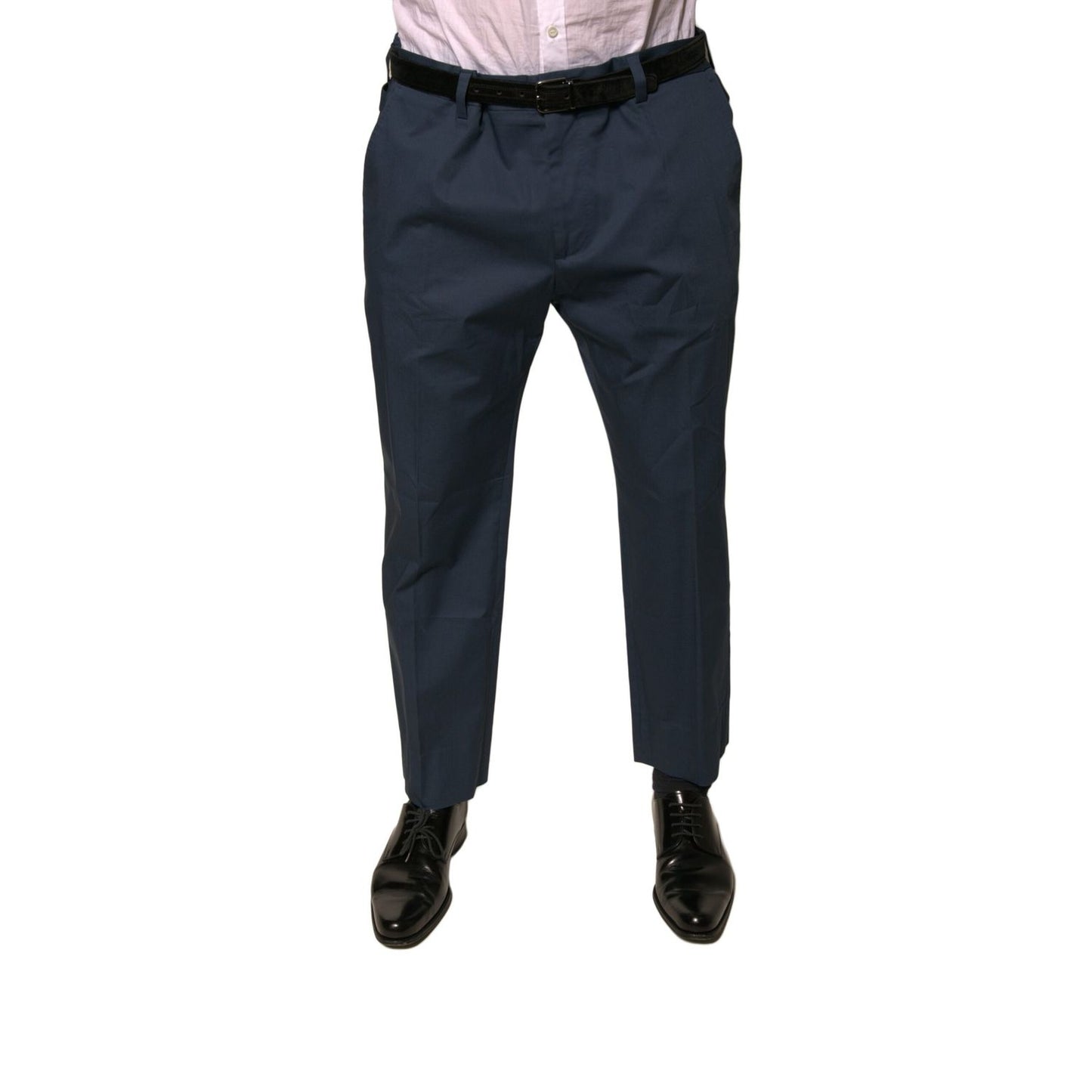 Dolce & Gabbana Blue Cotton Men Skinny Dress Pants