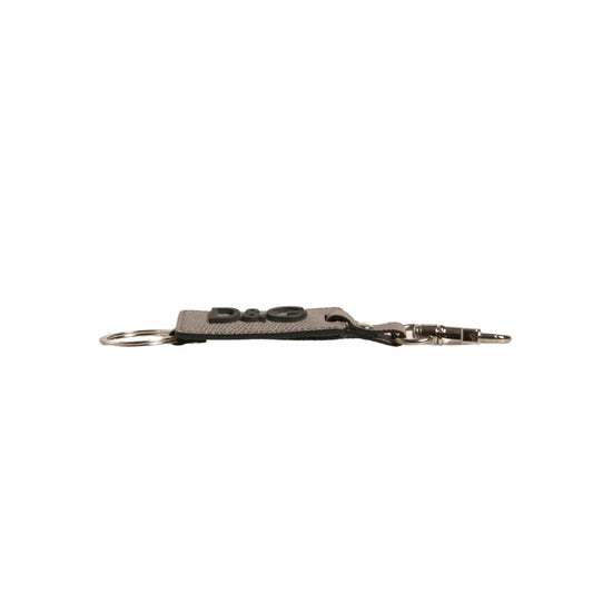 Dolce & Gabbana Beige DG Logo Leather Gold Metal Men Keychain Keyring