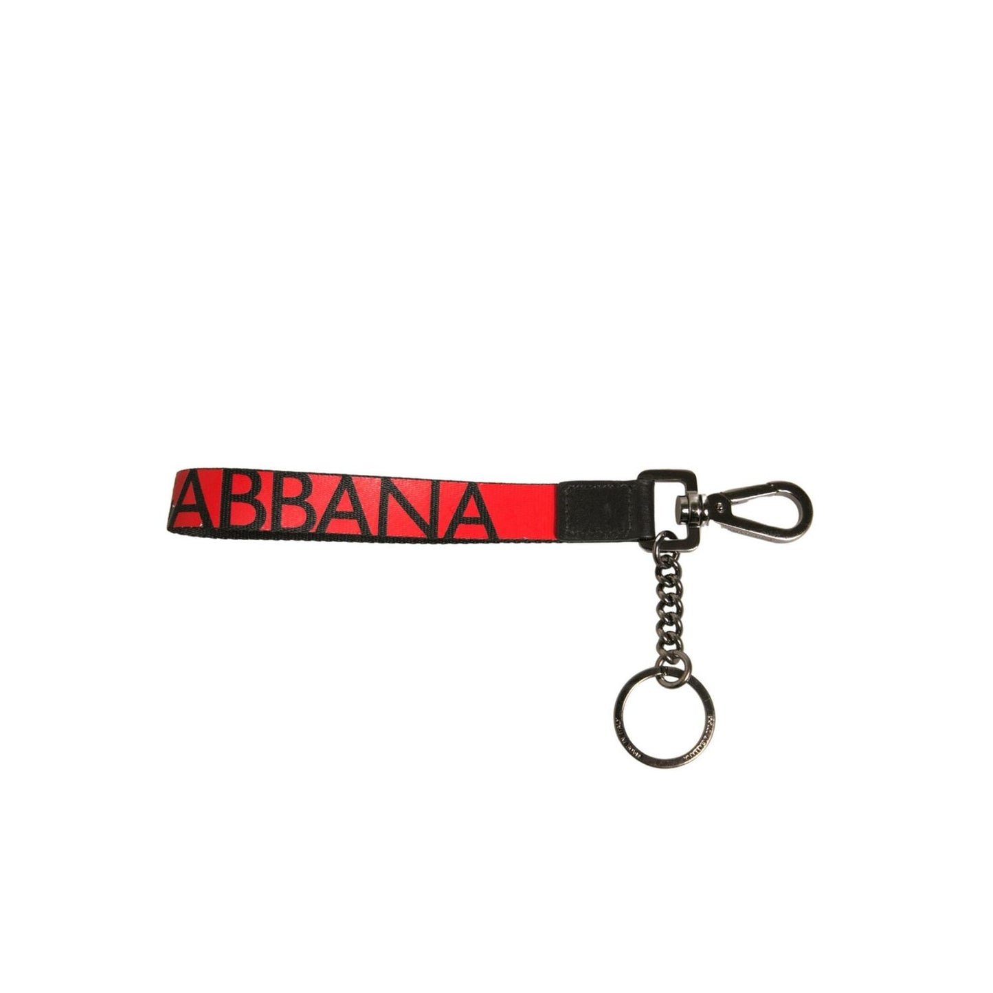 Dolce & Gabbana Red Logo Leather Silver Brass Holder Keychain Keyring SMY10617