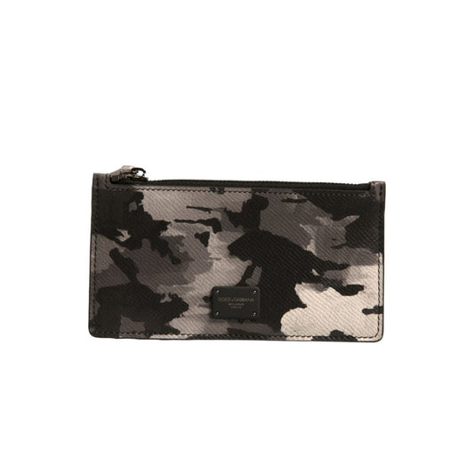 Dolce & Gabbana Multicolor Camouflage Logo Plaque Coin Purse Wallet SMY10625