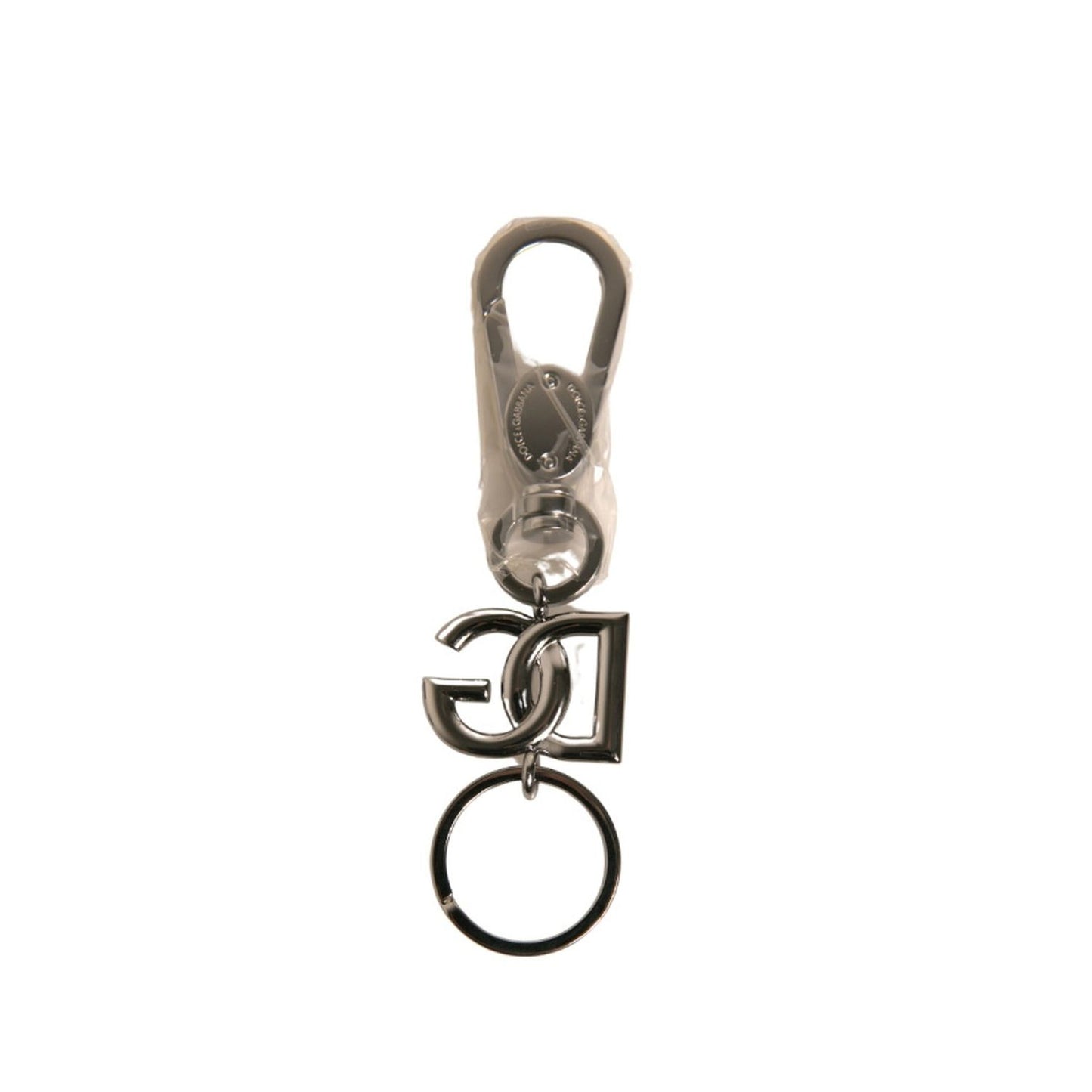 Dolce & Gabbana Silver Brass DG Logo Keychain Metal Ring Keyring