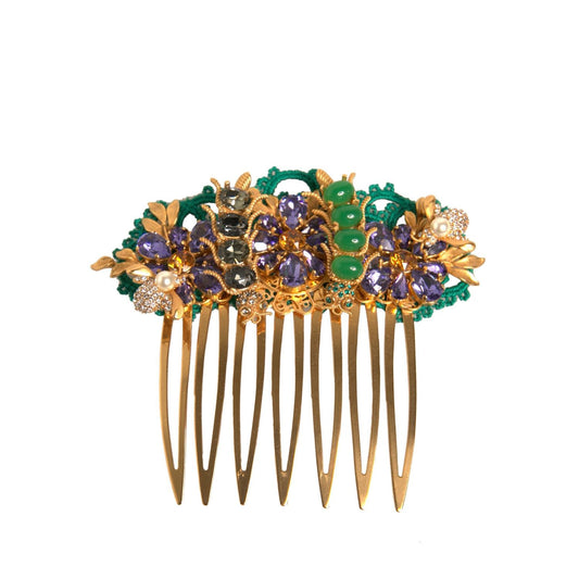 Dolce & Gabbana Gold Brass Crystals Hair Stick Comb SMY10533