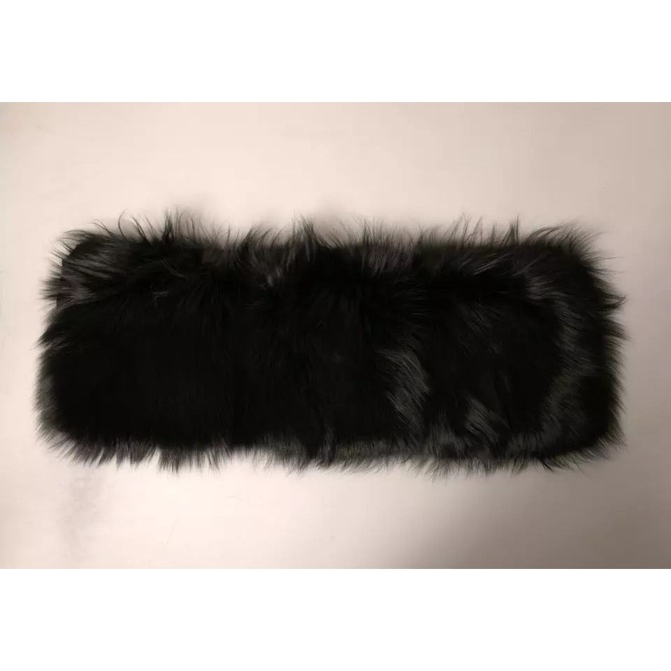 Dolce & Gabbana Black Fur Shoulder Collar Wrap Shawl Scarf MS7105