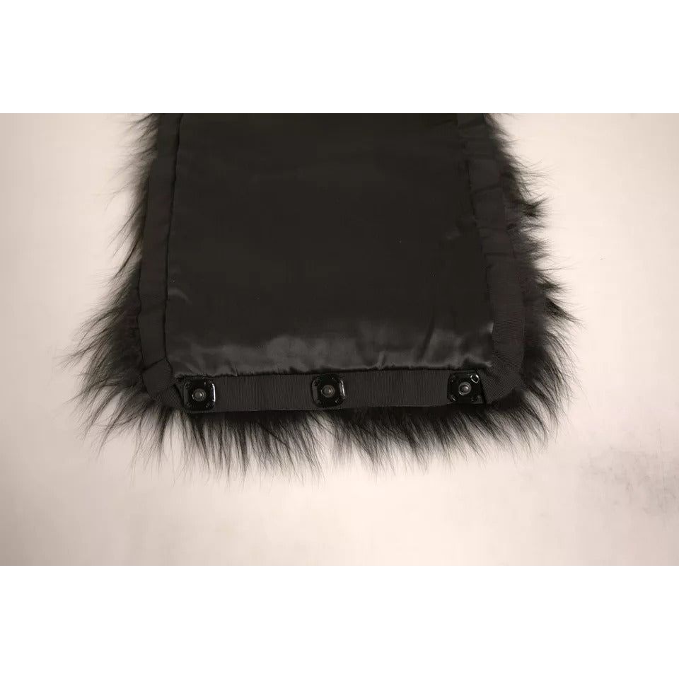Dolce & Gabbana Black Fur Shoulder Collar Wrap Shawl Scarf MS7105