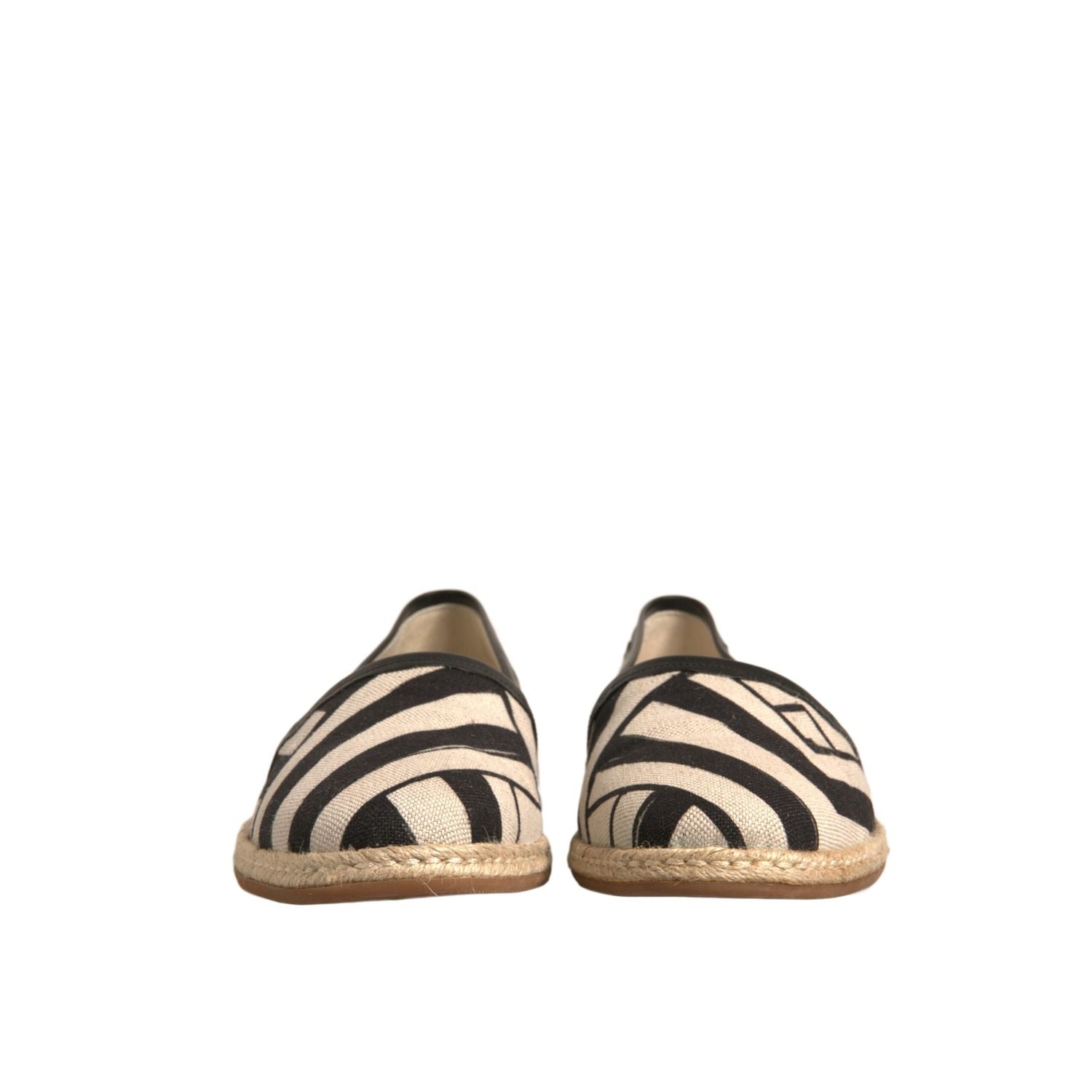 Dolce & Gabbana Black White Stripes Slip On Espadrille Shoes