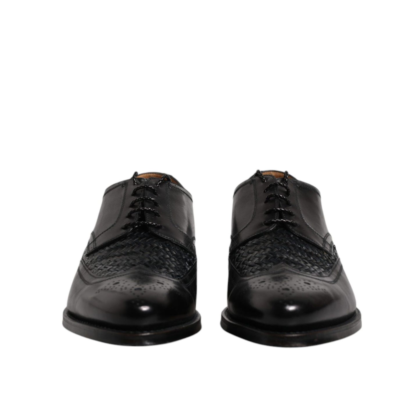 Dolce & Gabbana Black Leather Derby Wingtip Lace Up Formal Dress Shoes