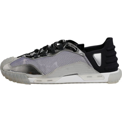 Dolce & Gabbana Silver Black Nylon NS1 Low Top Sneakers Shoes
