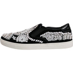 Dolce & Gabbana Black Embellished London Men Slip On Shoes MV6730-41.5