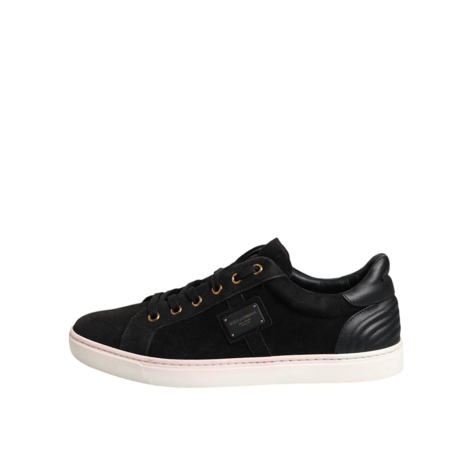 Dolce & Gabbana Black Logo Suede Leather Men Sneakers Shoes