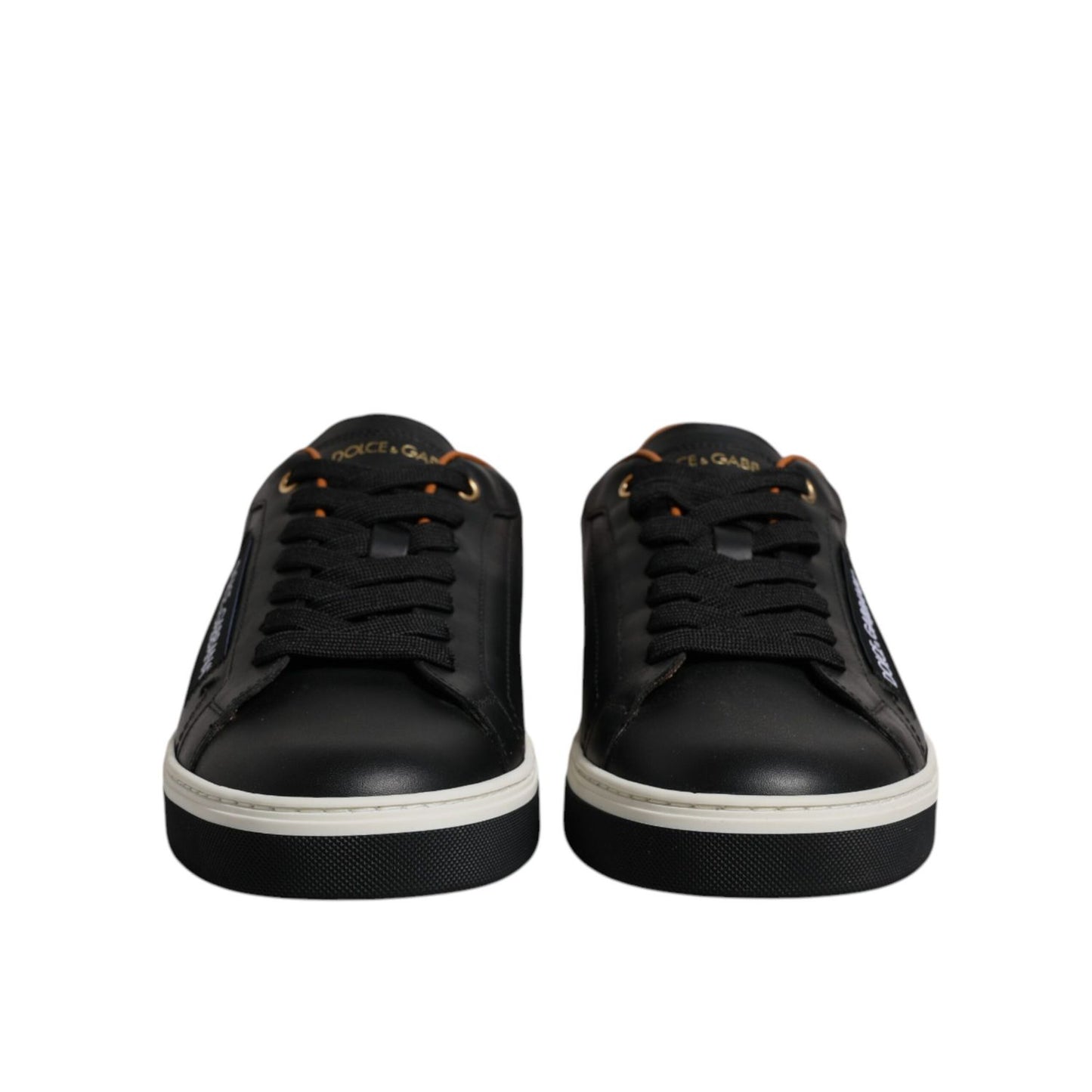 Dolce & Gabbana Black Leather Low Top Men Sneakers Shoes