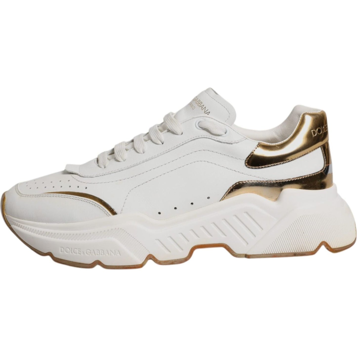 Dolce & Gabbana White Gold DAYMASTER Leather Sneakers Shoes MV6781-42