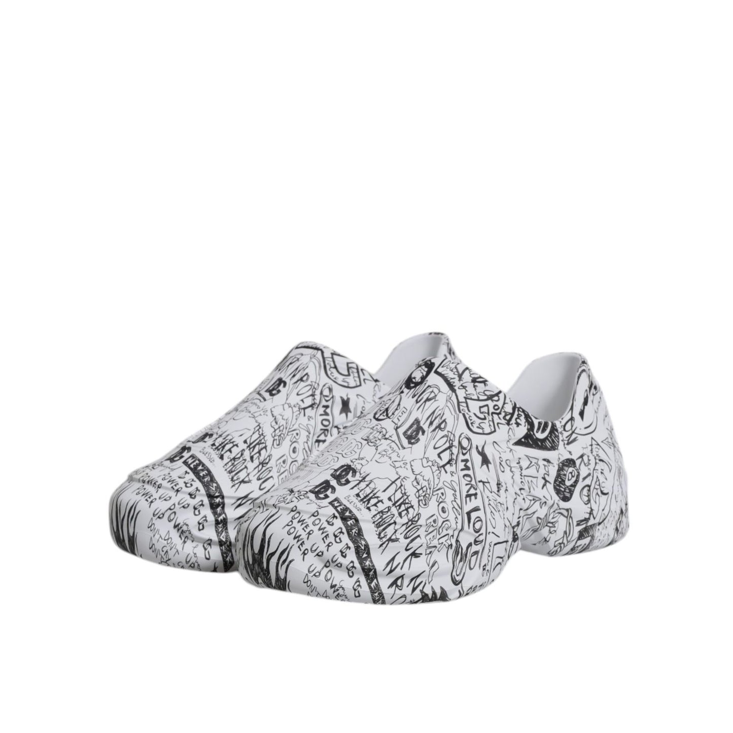 Dolce & Gabbana White Black Graffiti Daymaster Sneakers Shoes
