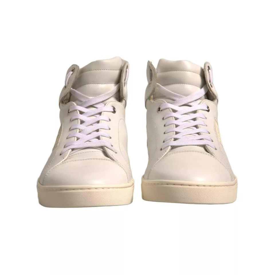 Dolce & Gabbana White London Logo High Top Sneakers Shoes MV6813#2-41