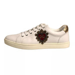 Dolce & Gabbana White Leather Heart Embellished Sneakers Shoes MV6849-43