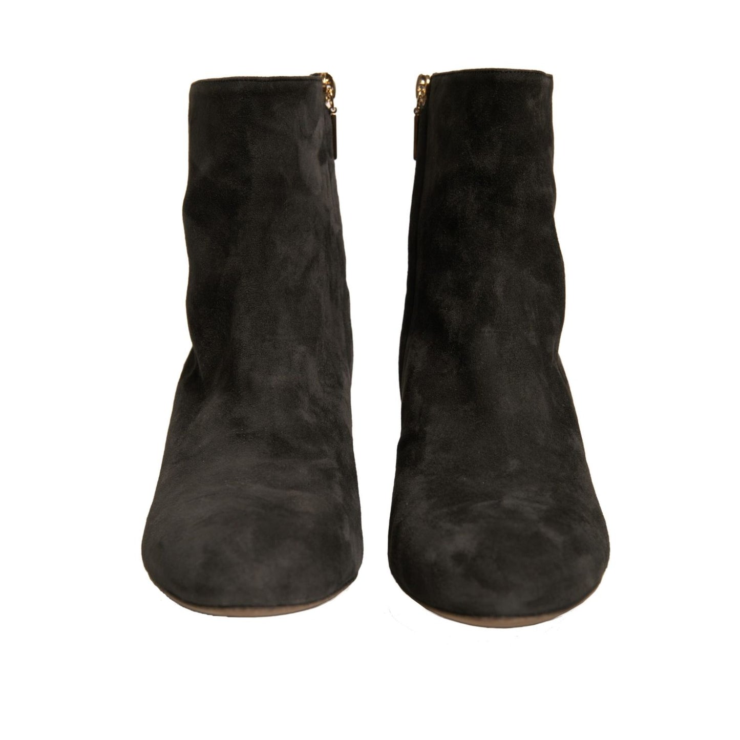 Dolce & Gabbana Black Embellished Heel Ankle Boots Shoes