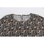 Dolce & Gabbana Gray Gold Key Print Silk Blouse T-shirt SIG13324-2