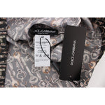 Dolce & Gabbana Gray Gold Key Print Silk Blouse T-shirt SIG13324-2
