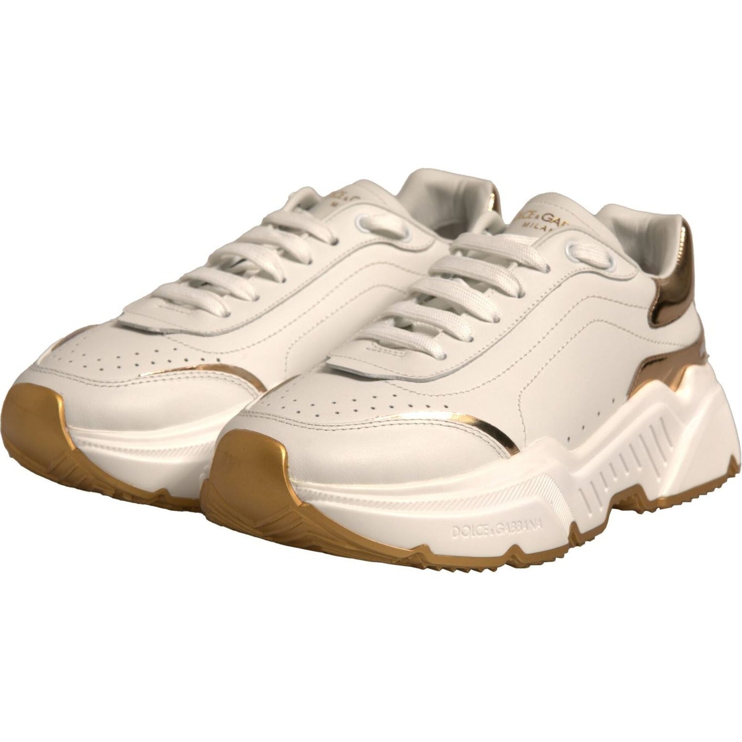 Dolce & Gabbana White Gold Daymaster Low Top Sneakers Shoes LA12299-41