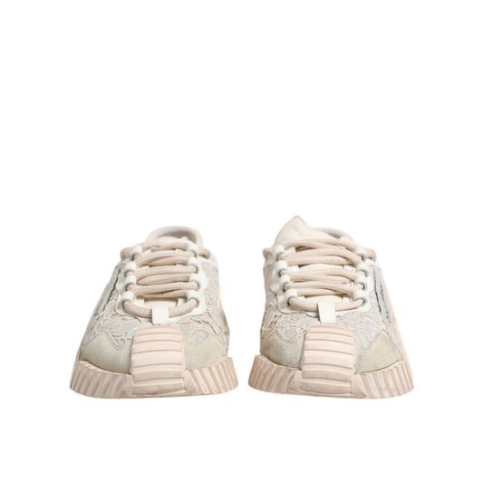 Dolce & Gabbana White Lace NS1 Low Top Sneaker Sports Shoes LA12355-38