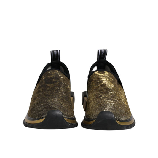 Dolce & Gabbana Gold Glitter Leopard Sorrento Sneakers Shoes