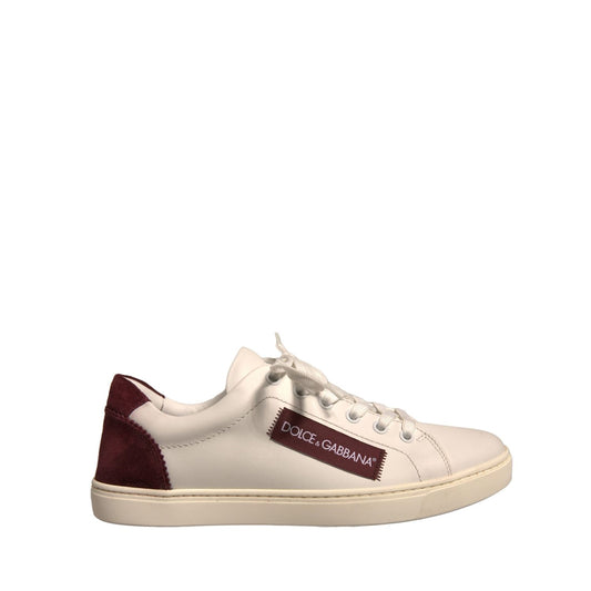 Dolce & Gabbana White Suede Leather Low Top Sneakers Shoes