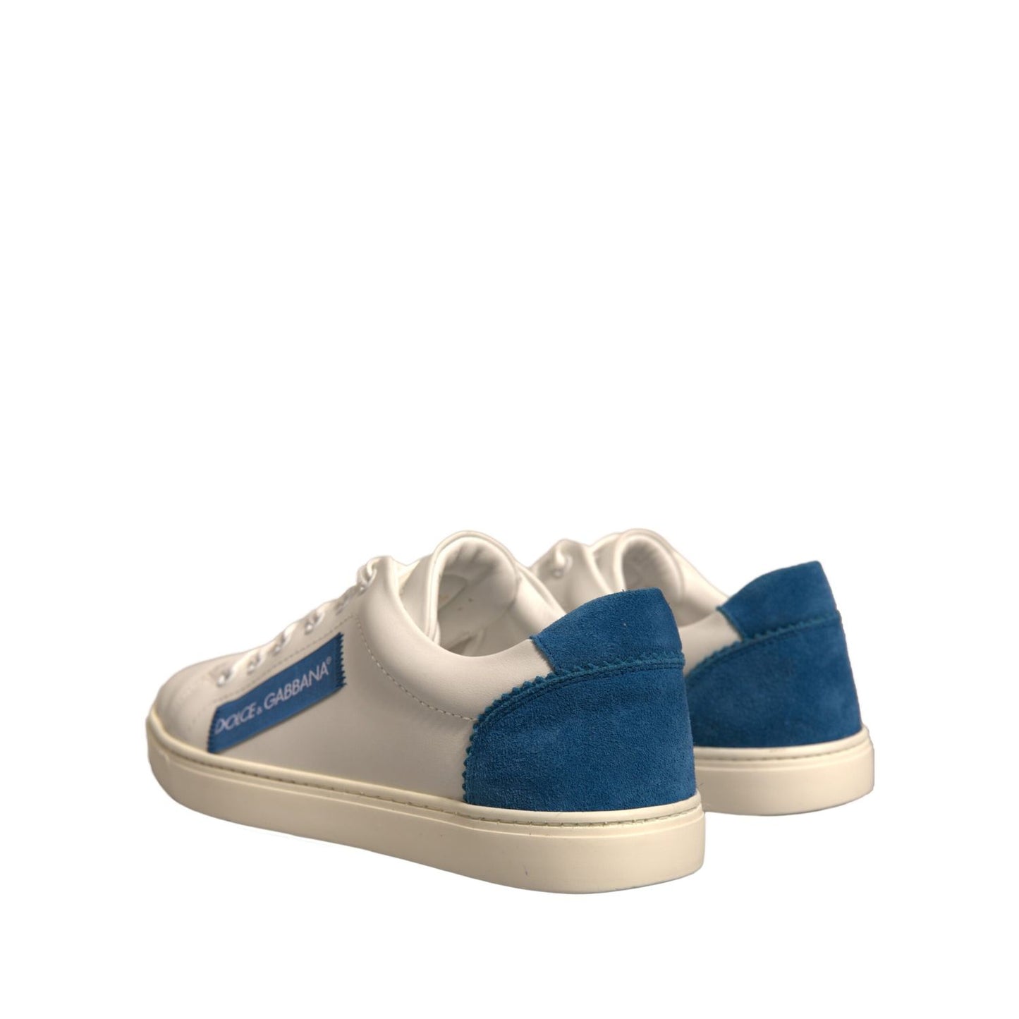 Dolce & Gabbana White Suede Leather Low Top Sneakers Shoes