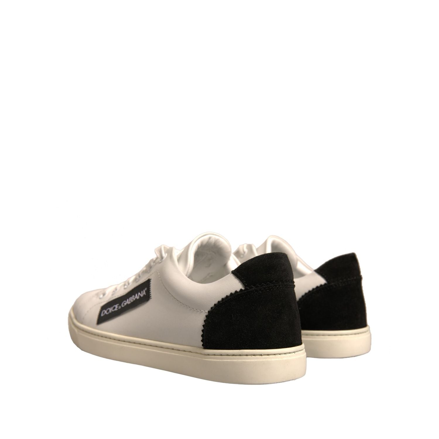 Dolce & Gabbana White Suede Leather Low Top Sneakers Shoes