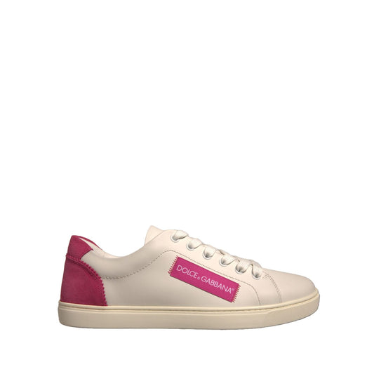 Dolce & Gabbana White Suede Leather Low Top Sneakers Shoes LA12384-39.5