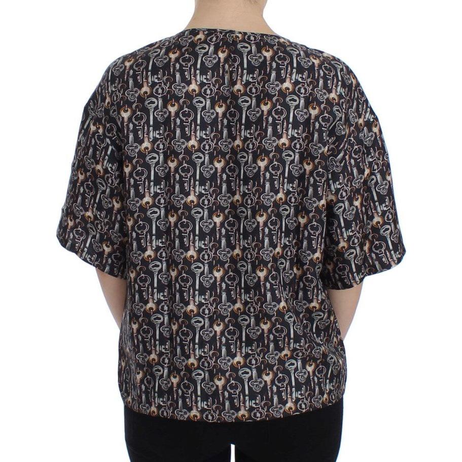 带钥匙印花的迷人西西里真丝衬衫