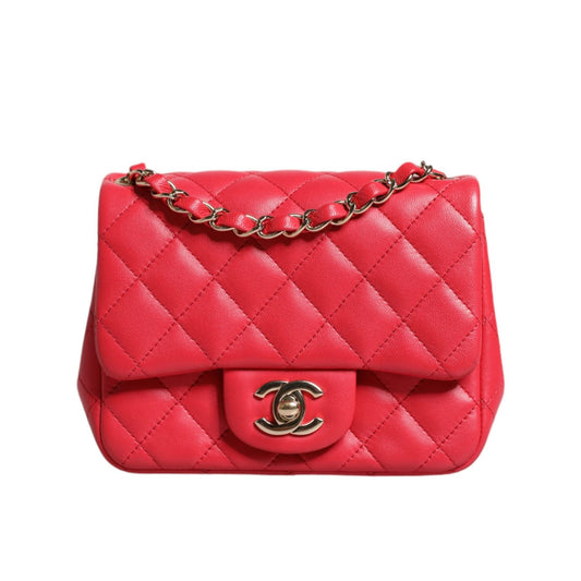 Chanel Pink Matelasse Chain Shoulder Lambskin Purse Mini CHA177