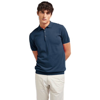 AT.P.CO Blue Cotton Men Polo Shirt