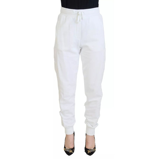 Dolce & Gabbana White Cotton Women Sweatpants Trouser Pants PAN74031-40